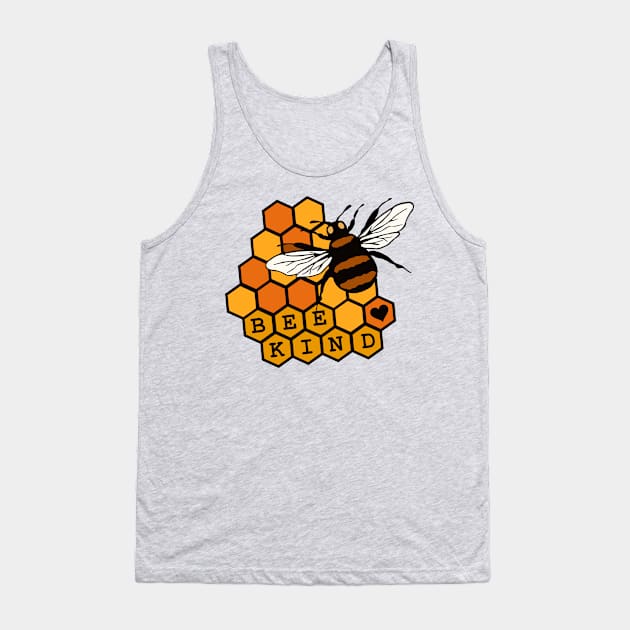 Be Kind Honeycomb Honey Bee Lover Quote Tank Top by Caty Catherine